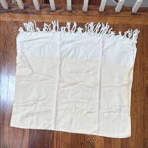 Chic Cream and Tan Throw with Fringe